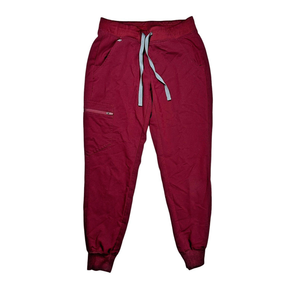 Figs Zamora Joggers Womens Sz XS Petite Burgundy Scrub Bottom Drawstring Pants